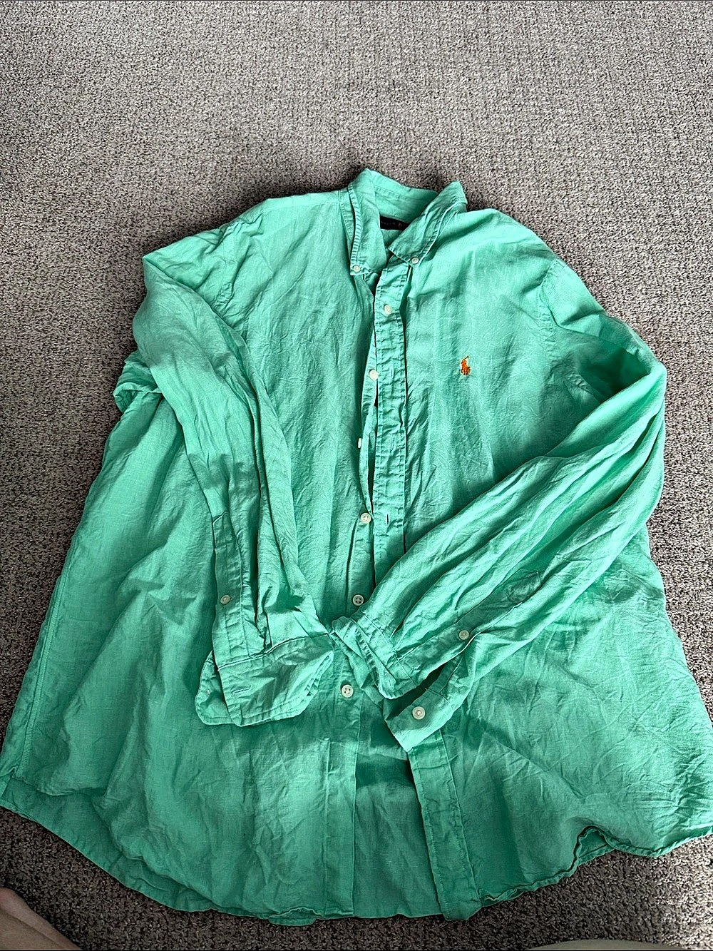 Ralph Lauren Linen Silk Button Down Shirt Green XL